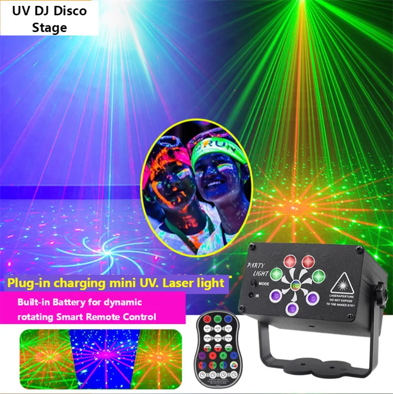

USB Voice Controlled Laser Disco Light Colorful Flash Stage Lamp Mini Laser Lights Halloween Decorations for Home Outdoor