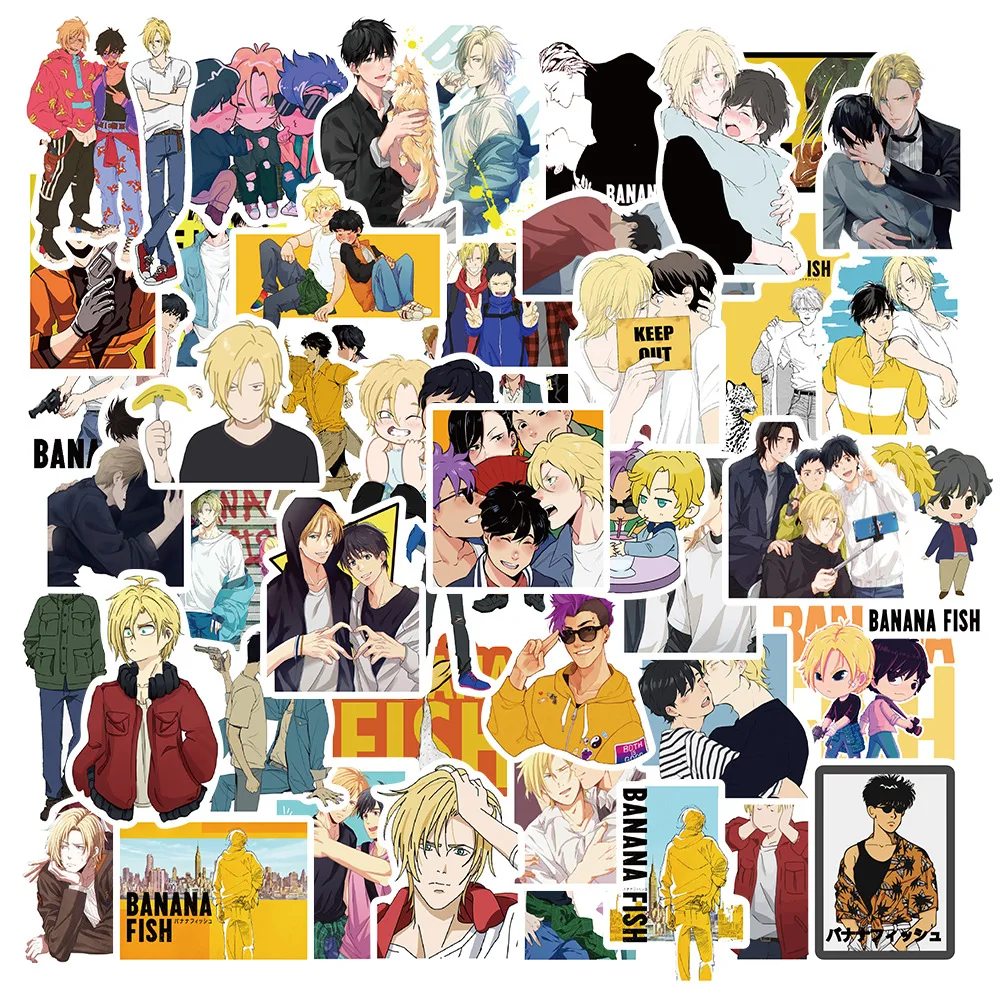 

50pcs Anime BANANA FISH Stickers For Stationery Laptop Skateboard PVC Backpack Water Bottle Bicycle Waterproof Car Decal Sticker