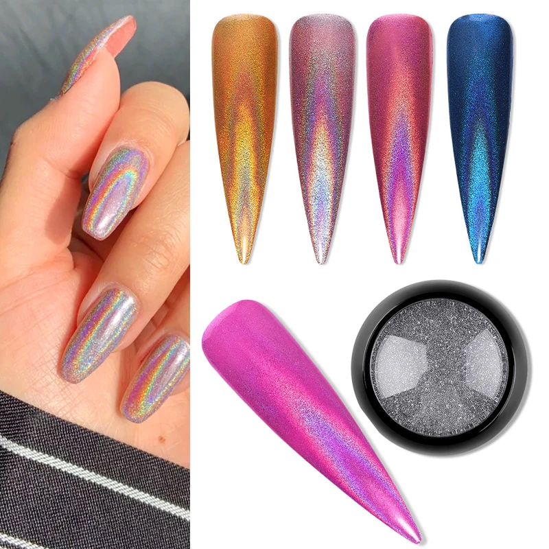 1 Box Glitter for Nails Holographic Dip Powder Mirror Polishing Chrome Pigments Nail Art Decorations Laser Dazzling Dust | Красота и