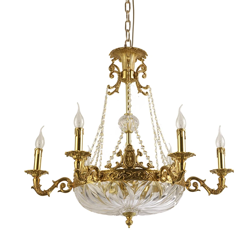 Античная Медь спальня люстра светодиодные лампы в форме свечи блеск светильник