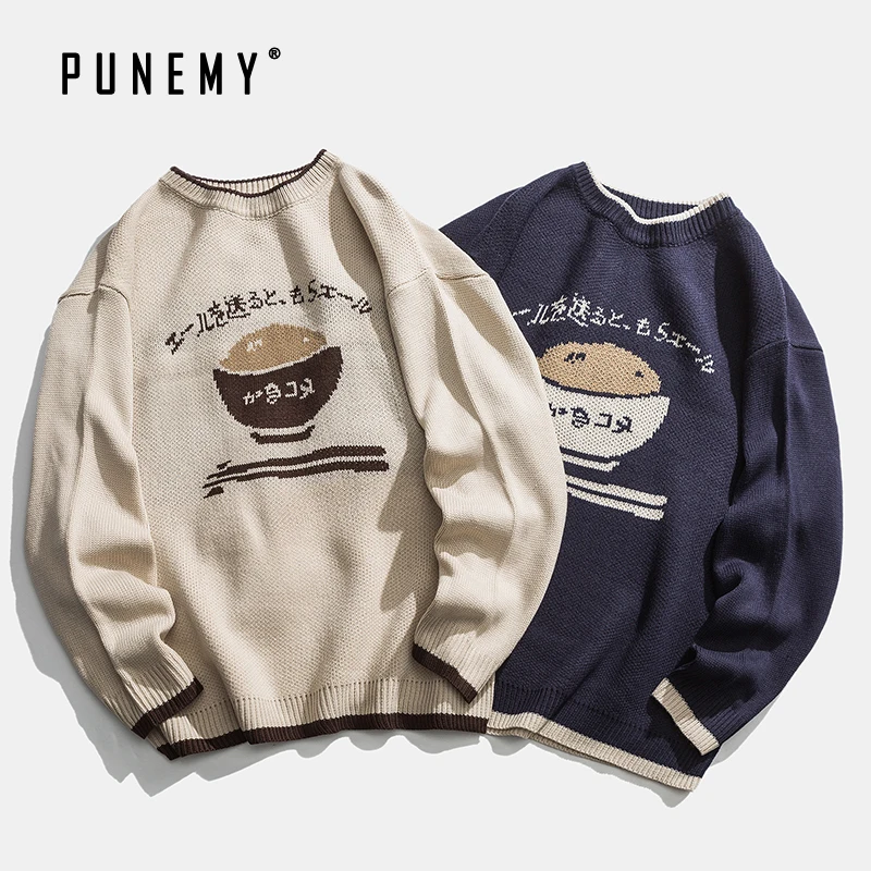 Мужской пуловер свитеры в стиле ретро японском с мультяшным рисунком акриловый