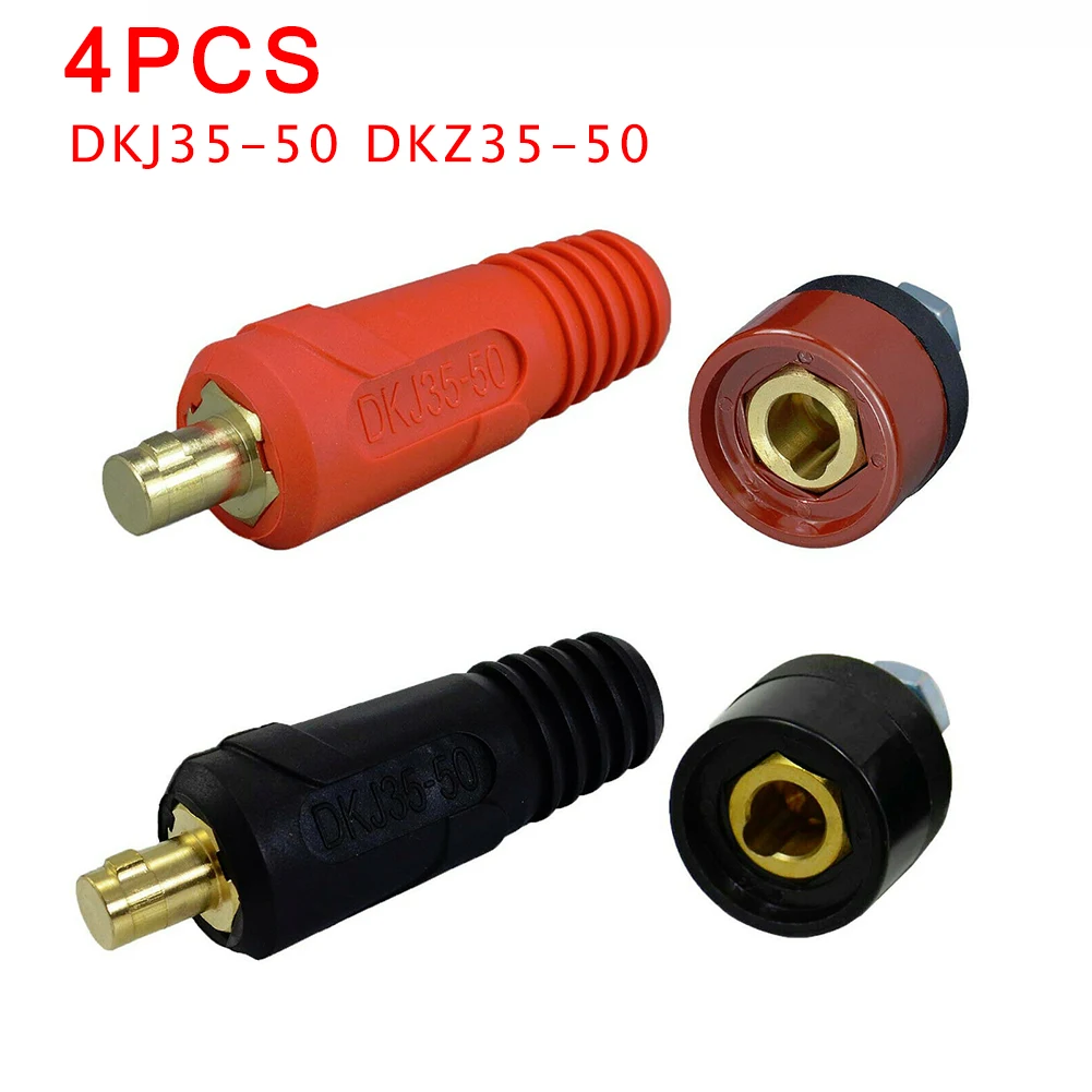 TIG Welding Cable Panel Connector Plug Dinse Style DKJ35-50 & DKZ35-50 2xConnector Socket And 2xConnector Plug