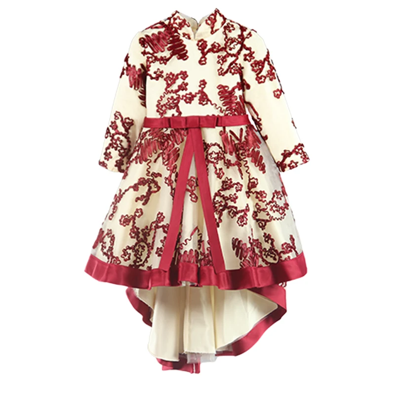 Для девочек в цветочек Юбка со шлейфом Свадебное платье на день рождения