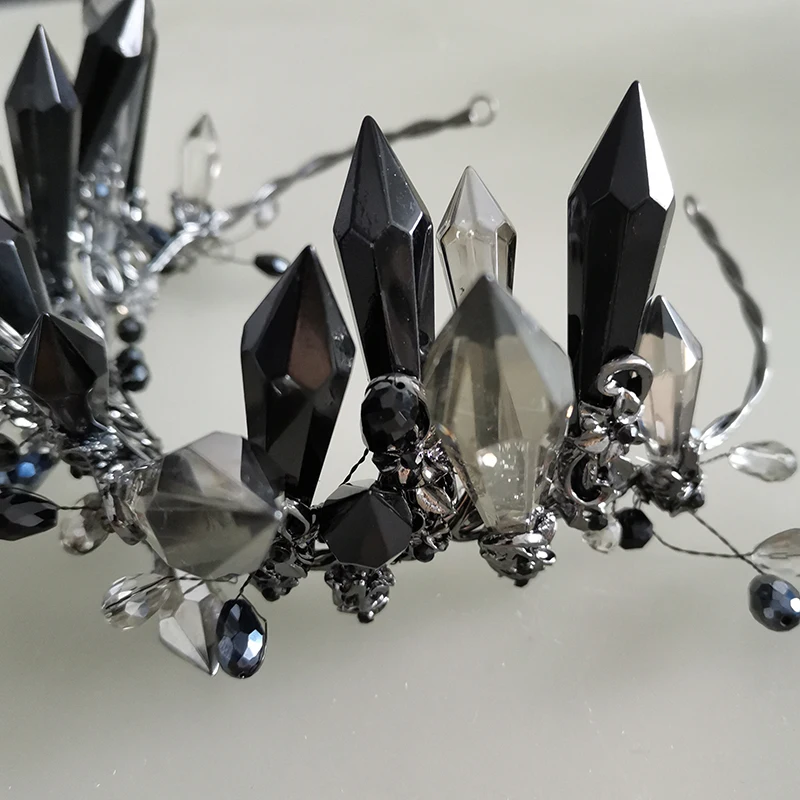 

NiuShuya Luxurious Handmade Black Crystal Wedding Headband Queen Party Bridal Tiara Hair Accessories Jewelry Headwear Crowns