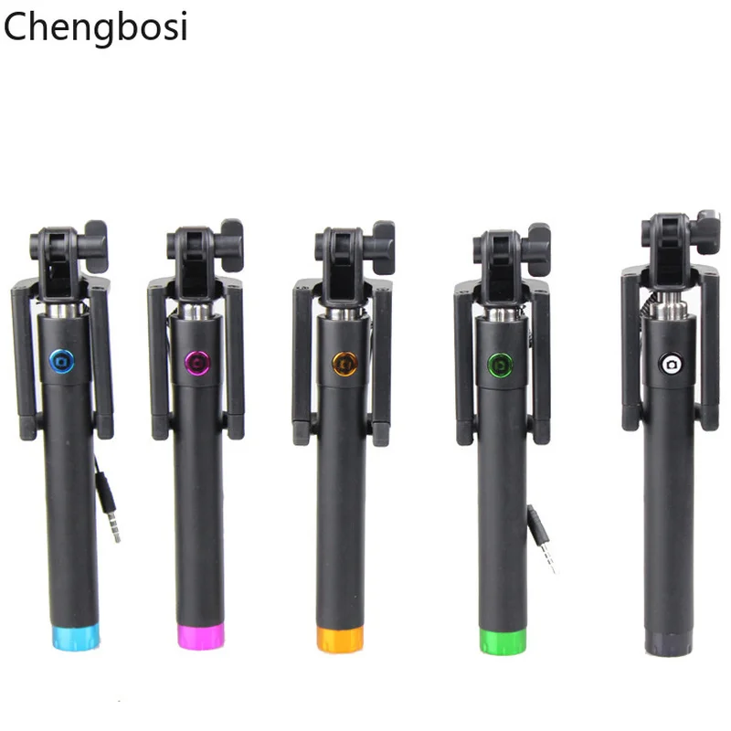 Mini Selfie Stick Selfy Handheld Extended WIRED Monopod Portrait Taker Video Recorder UNIVERSAL FIT with IOS Android Smartphones |