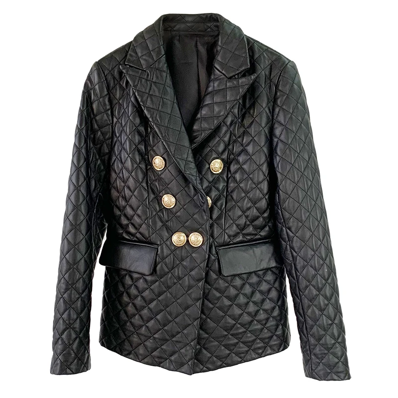 

Женский жакет из натуральной кожи, зимний плотный двубортный Блейзер, 2021