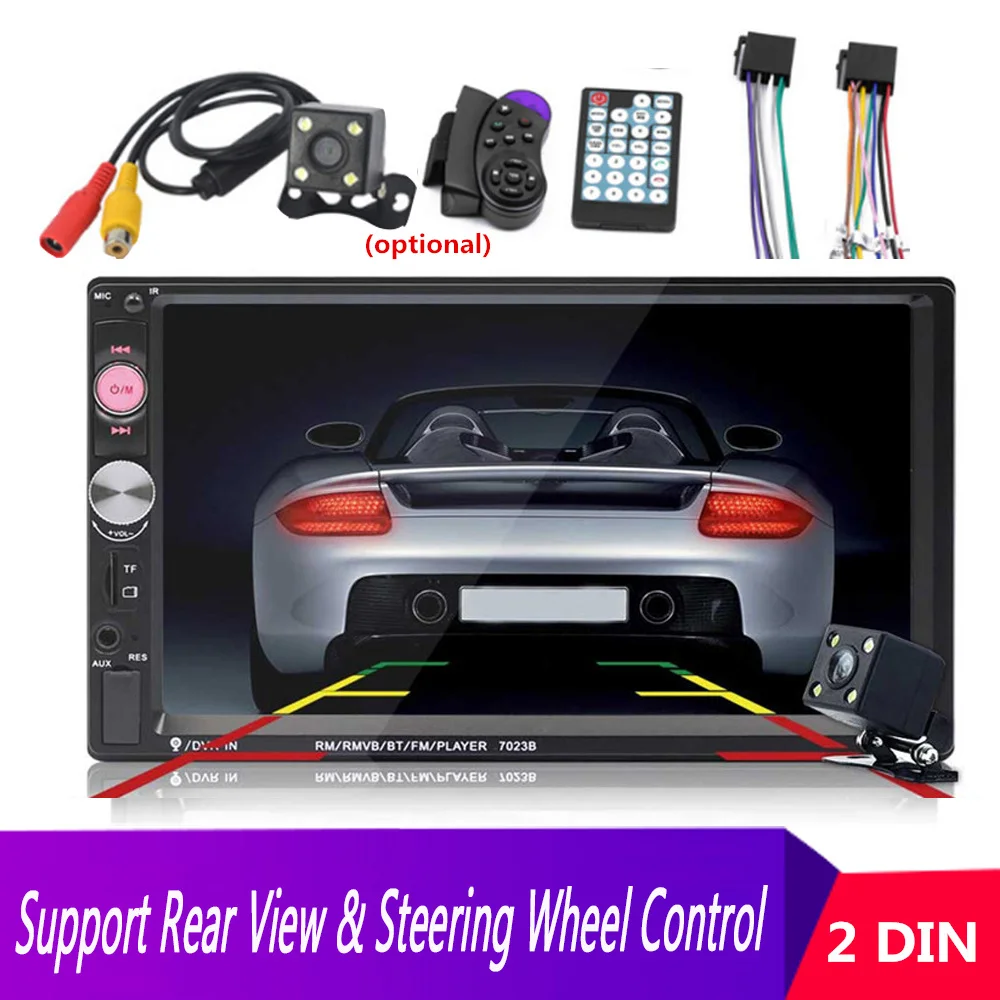 Автомагнитола 2 din MP5 плеер с 7 &quotсенсорным экраном Bluetooth USB TF FM камерой и пультом