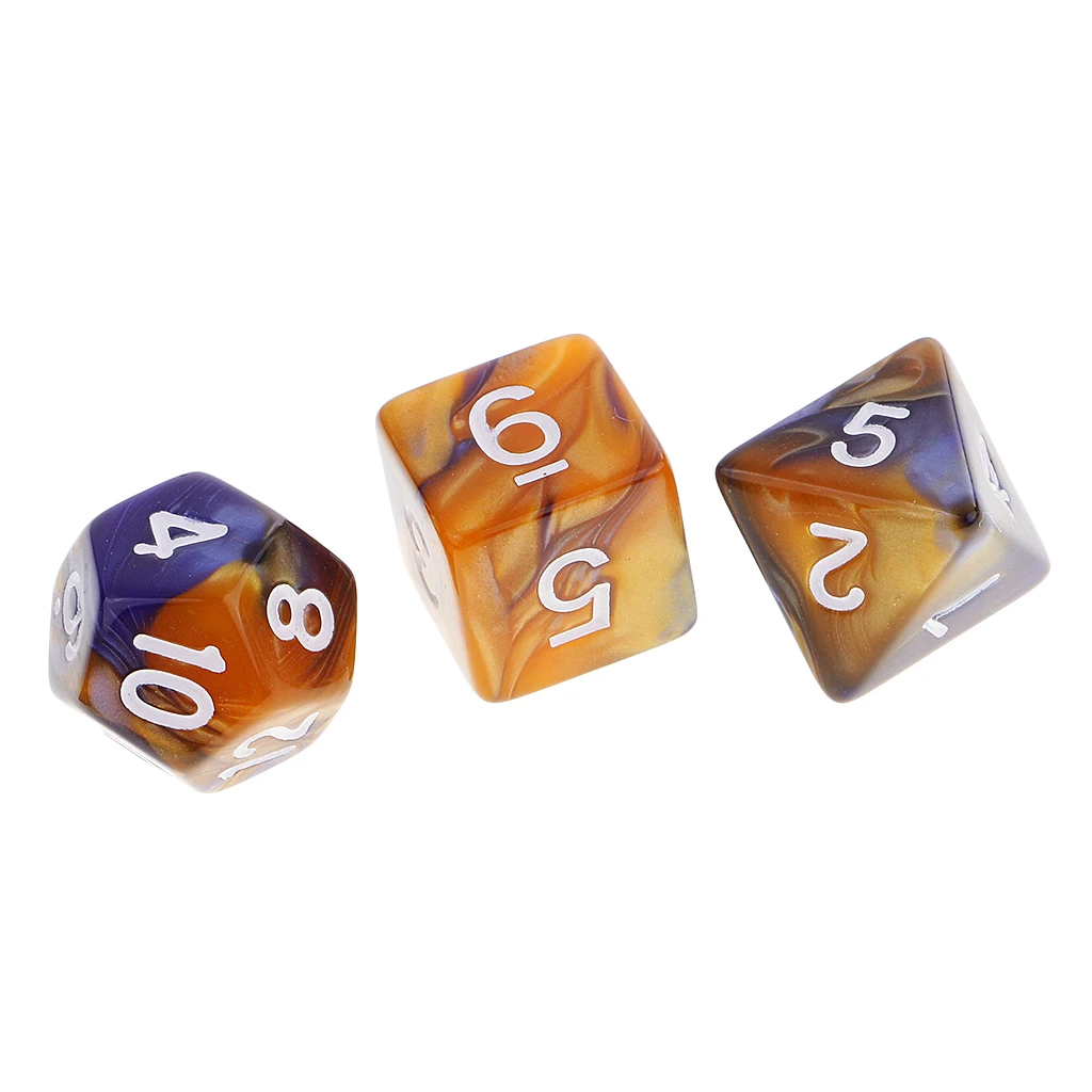 Набор из 7 многогранных кубиков D20 D12 D10 D8 D6 D4 для DND ролевые игры настольные