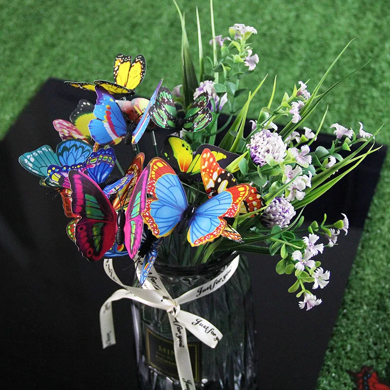 

100PCS Bunch Of Butterflies Garden Yard Planter Colorful Whimsical Butterfly Stakes Decoracion Outdoor Decor Flower Pots Decor