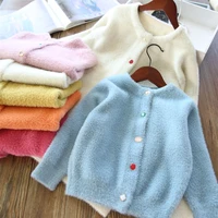 2020 spring autumn toddler baby sweaters mink cashmere knitted cardigans warm kids clothes children girls casual outerwear w474