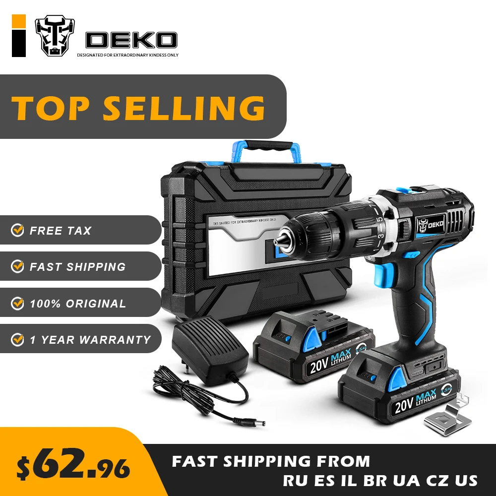 DEKO GCD20DU3 20V MAX Аккумуляторная дрель электрическая отвертка гравер мини мощность с