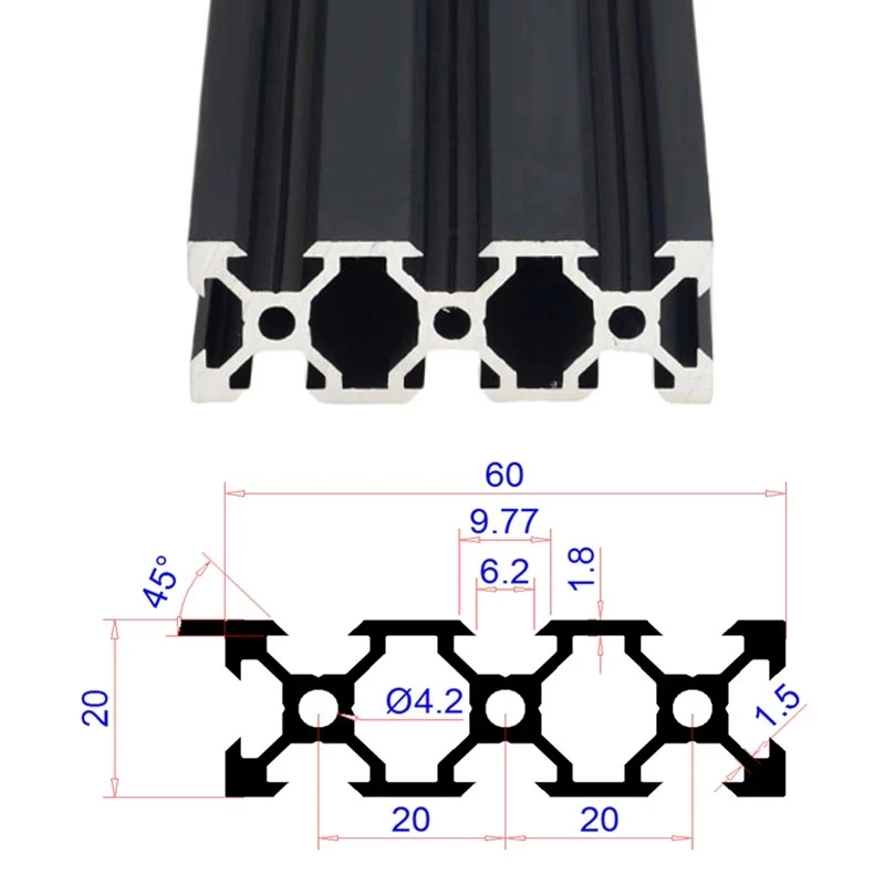 1 шт./лот черный 2060 в-слот европейского стандарта линейная направляющая длиной