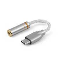 usb c to 2 5mm 3 5mm 4 4mm audio cable earphone jack pure silver wire type c to 2 53 54 4mm convert male to female adapter