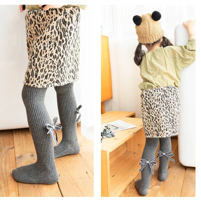 

3-12 Yrs Children Spring Autumn Winter Bowknot Tights Cotton Baby Girls Pantyhose Kids Infant Knitted Collant Tights