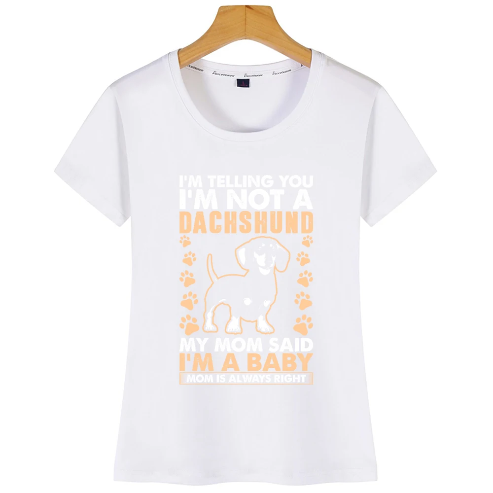 Женские топы футболка Im Not A Dachshund Dog Mom Kawaii черная короткая | Женская одежда