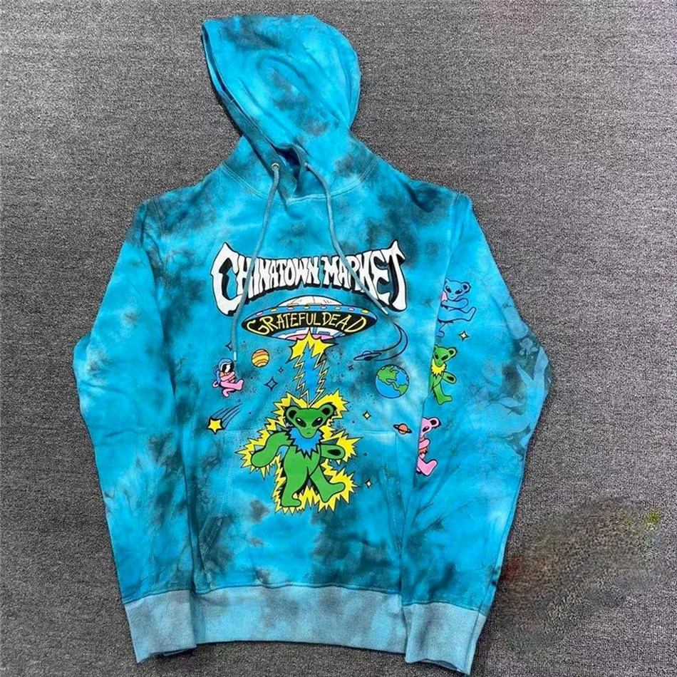 

Мужская толстовка с медведем Blue Tie DyeThree Little толстовка с медведем 1:1 Высококачественная тяжелая ткань унисекс Бриджи женские толстовки Мужск...