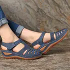 Женские Летние кожаные ботинки с пряжкой в стиле ретро