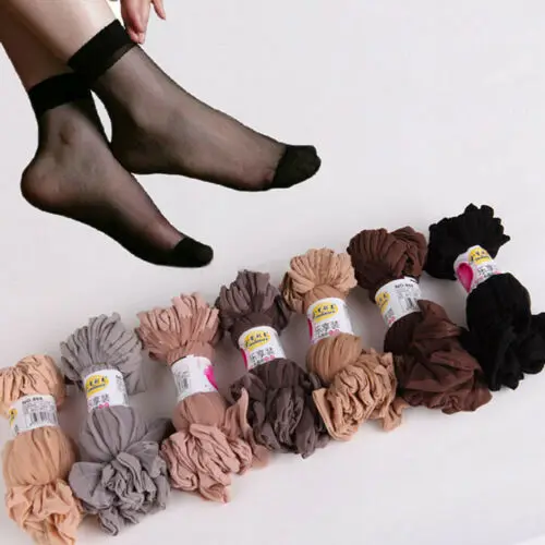 

10 Pairs/set Hot Sale Fashion Women's Thin Crystal Silk Ankle Socks Female Short Socks Summer Bamboo Transparent Socks