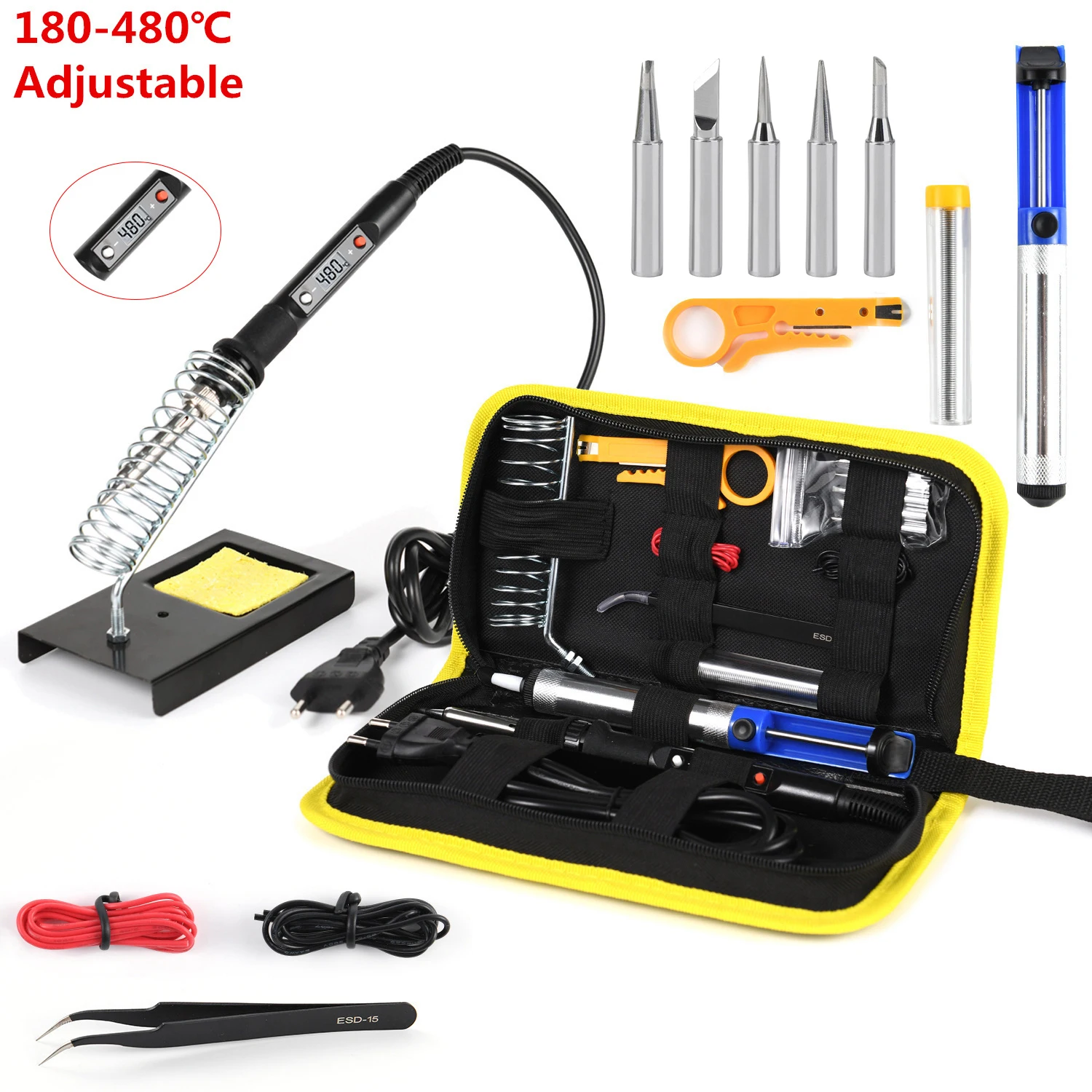 

LCD Soldering iron kits 80W adjustable temperature welding machine solder iron tool kit soldering tips Desoldering Pump 936H