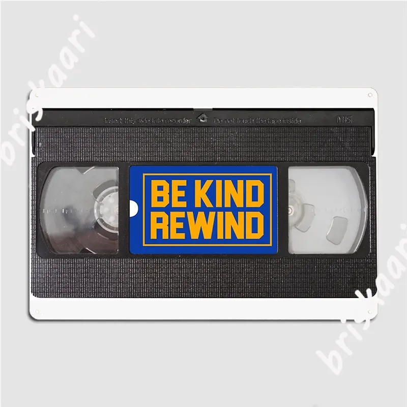 Блокбастер Видео Аренда Vhs Будь Любезен ПеремотайтеМеталлические Знаки Забавный Кинотеатр Гараж Клуб Бар Винтажный Постер