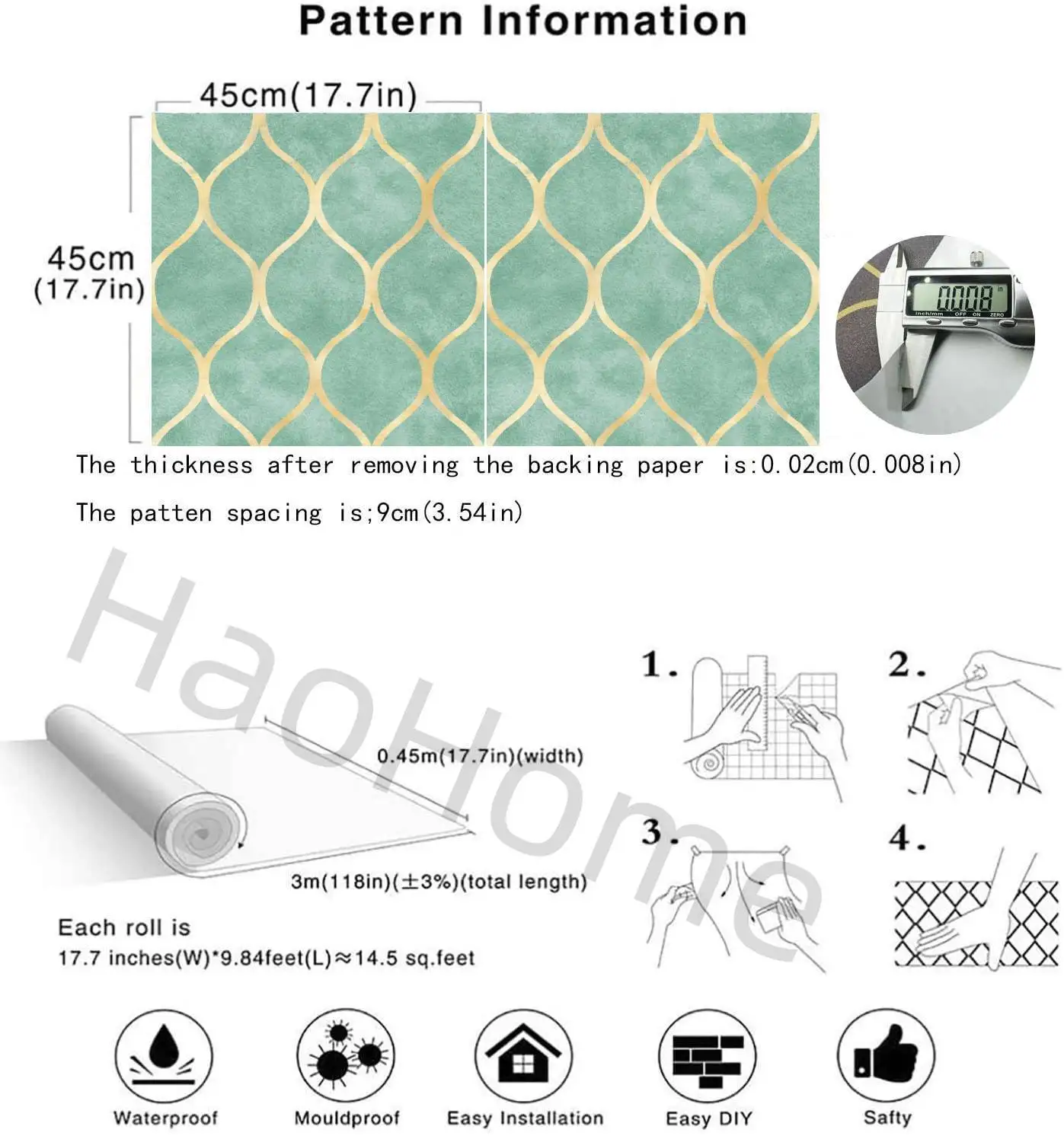 

Green Geometric Wallpaper Modern Gold Stripe Self Adhesive Wallpaper Nordic Peel and Stick Wallpaper Removable Contact Paper