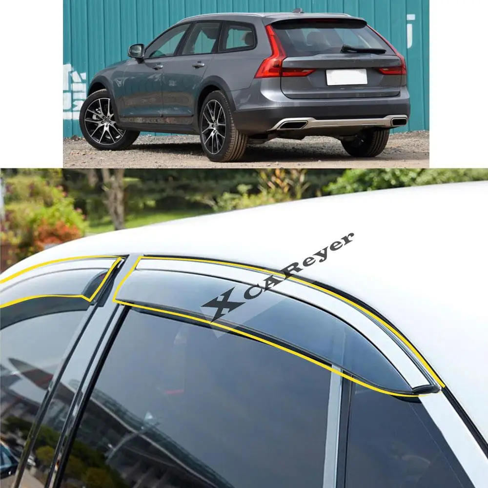 

For VOLVO V90 CC Cross Country T5 T6 2018 2019 2020 2021 Car Sticker Plastic Window Glass Wind Visor Rain/Sun Guard Vent