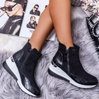 Женские ботинки на нескользящей подошве, зимние водонепроницаемые ботинки до щиколотки, с круглым носком, на танкетке, теплые, 2020