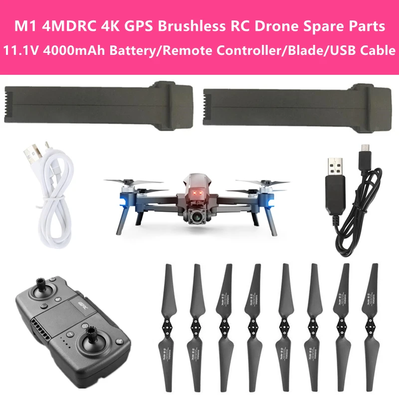 

M1 4MDRC 4K GPS Brushless 2-Axis Gimbal RC Drone Spare Part 11.1V 4000mAh Battery/Remote Controller/Propeller/USB Charging Cable