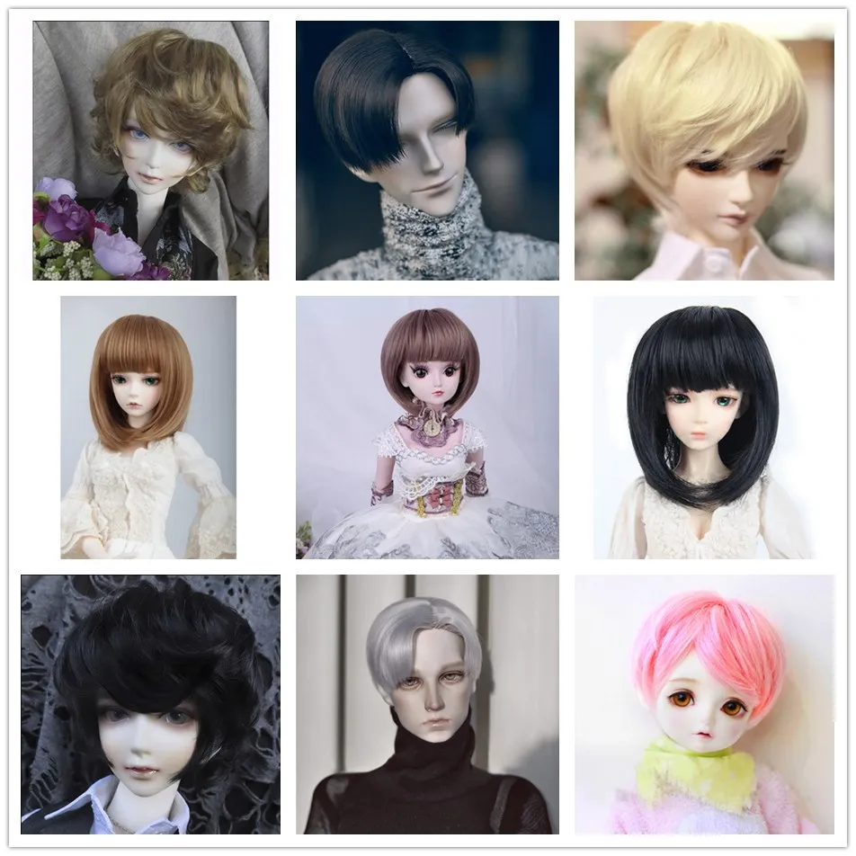 Cataleya Короткие вьющиеся и прямые волосы BJD парик для куклы Бесплатная