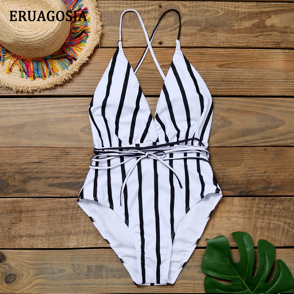 Полосатый Цельный купальник 2020 бразильский сексуальный принт монокини-боди