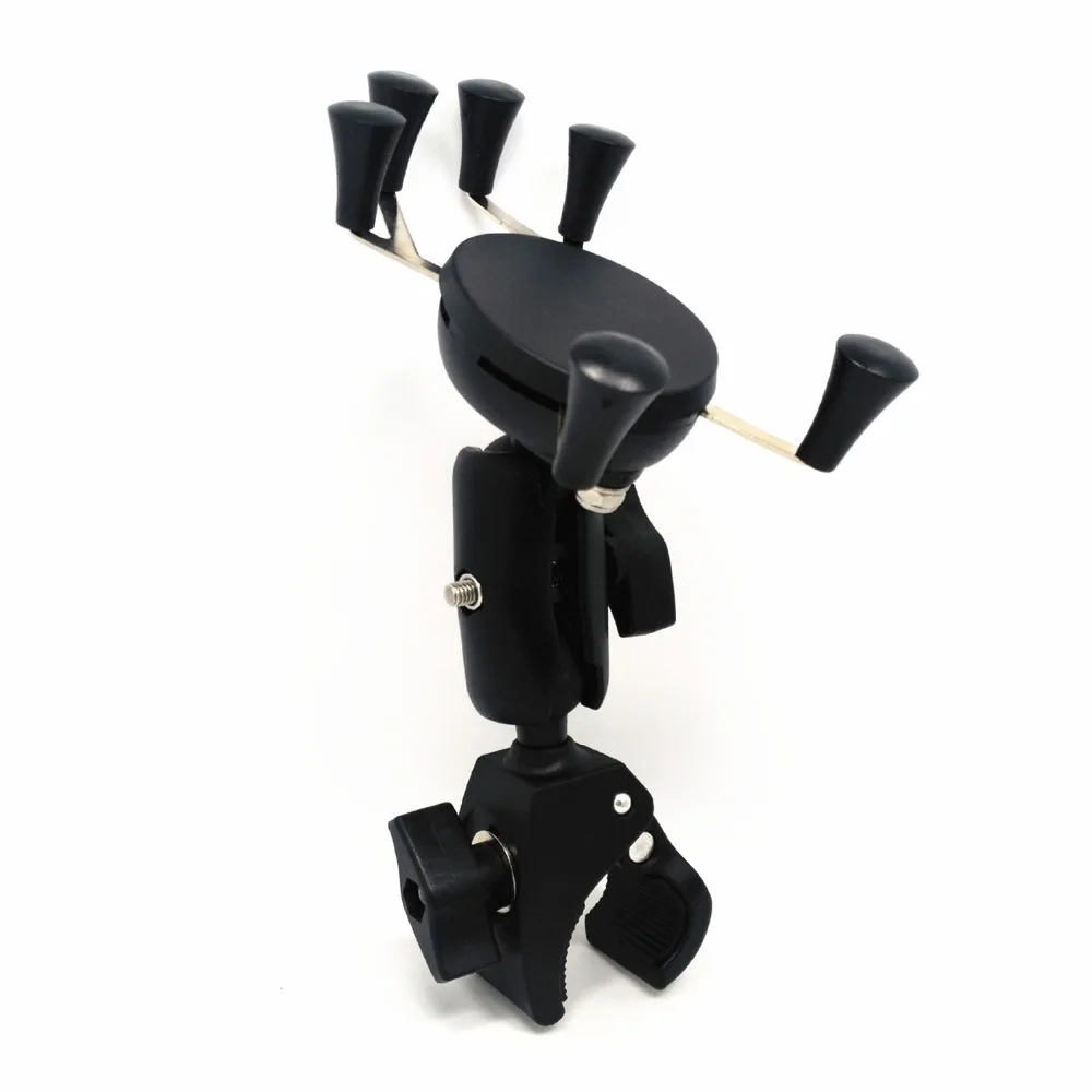 

Ball Mount Double Socket Arm Rail Rod Motorcycle Handlebar Clamp Phone Stand Holder for gopro 4-6 inch Smartphone