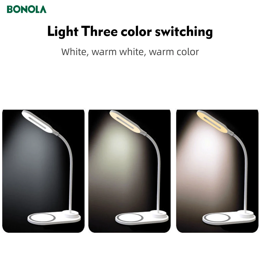 bonola 10w wireless charging led table lamp for samsung s20s10note10 fast wireless charger for iphone 11proxrxs8 adjustable free global shipping
