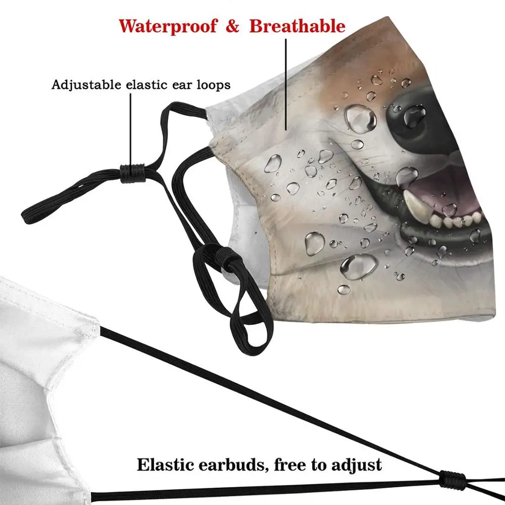 Многоразовая маска для рта и лица деревянного волка Пылезащитная с фильтрами