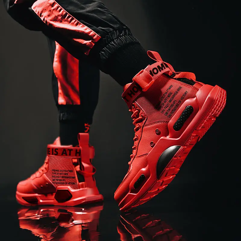 

Men's High Top Fashion Leather Sneakers Trend Hot Sale Comfortable Man Casual Shoes Outdoor Non-slip Breathable Men Shoes