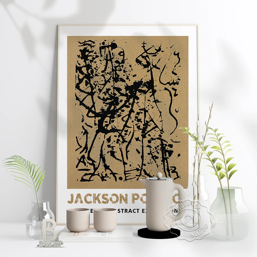 

Jackson Pollock Exhibition Museum Poster, Abstract Painter Pollock Vintage Art Prints, World Famous Artwork Modern Home Decor