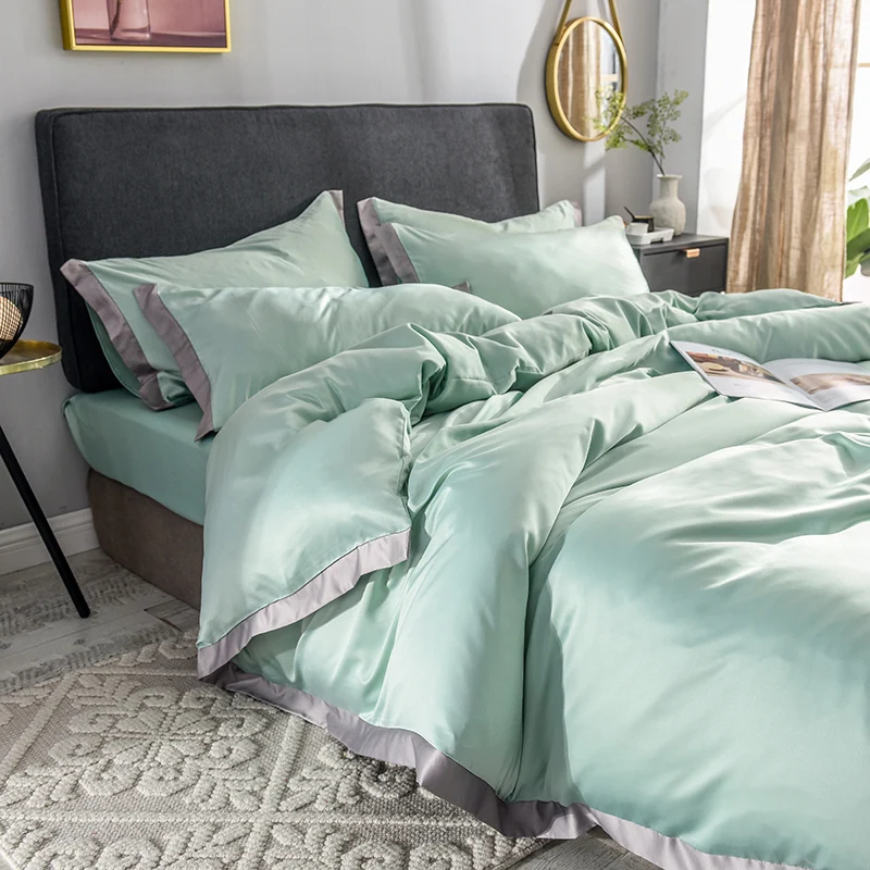 Liv-Esthete роскошный Шелковый зеленый комплект постельного белья для дома