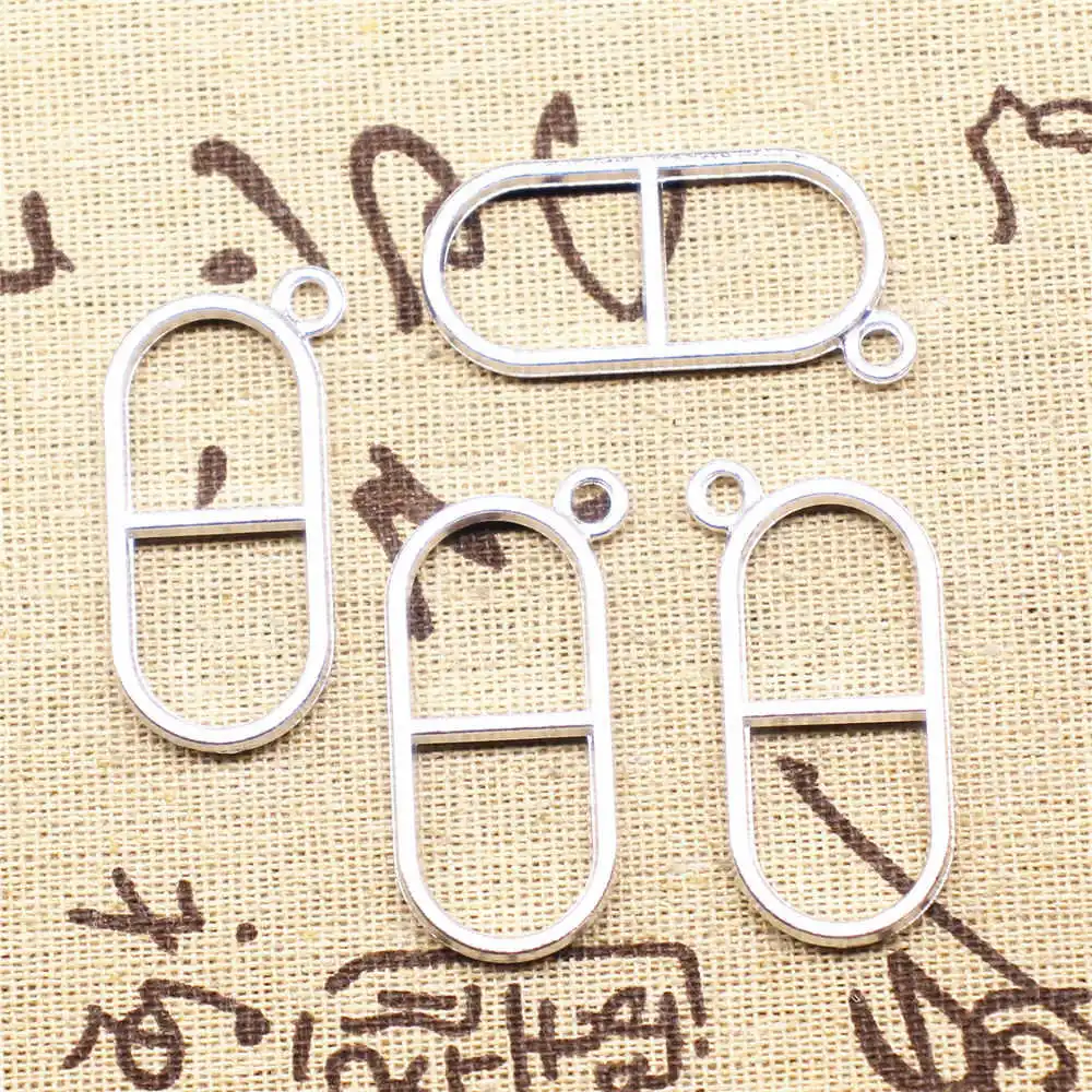 Подвески для изготовления ювелирных изделий, 5 шт., 19x39 мм, подвески в виде таблеток античного серебра