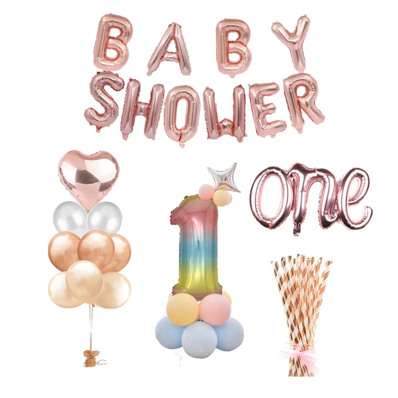 16 дюймов розовое золото День рождения украшения Пол раскрыть Детские 1st Рождения