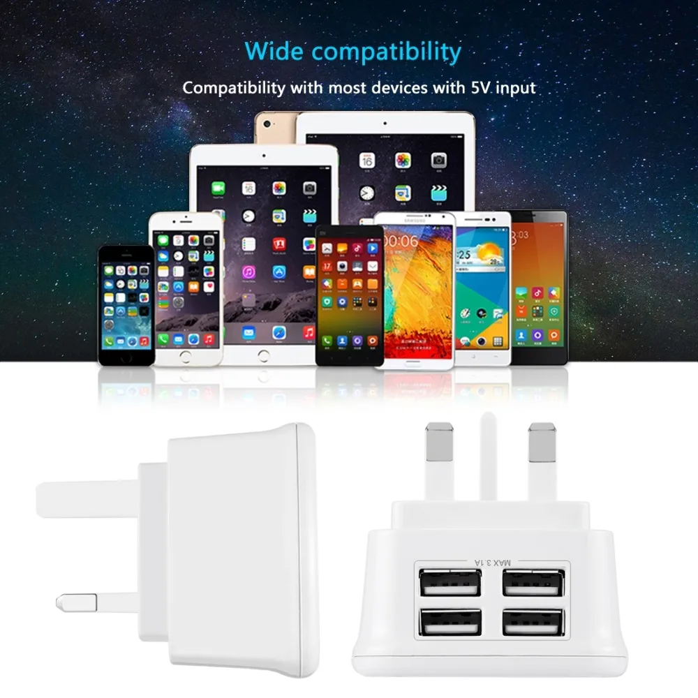 [BS сертификат] HAWEEL UK Plug 4 usb порта Макс 3.1A ravel зарядное устройство, частная форма с патентом, для iPhone, iPad, Galaxy, huawei