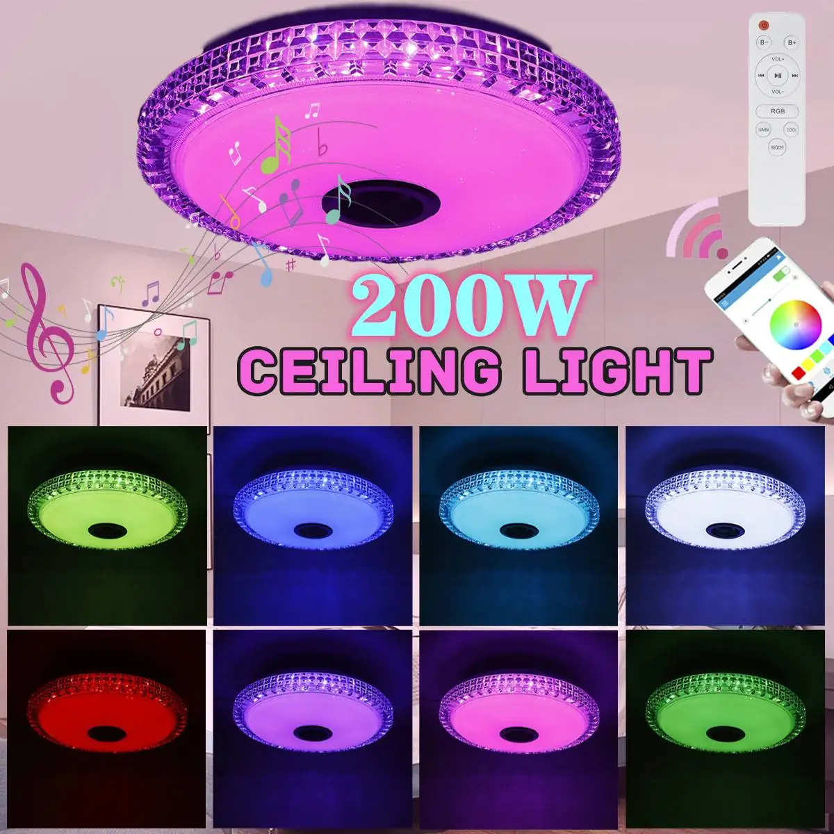 

40cm Smart RGB LED Ceiling Light Home Lighting APP bluetooth WiFi Remote Control Music Ceiling Lights with Speaker Ceiling Lamp