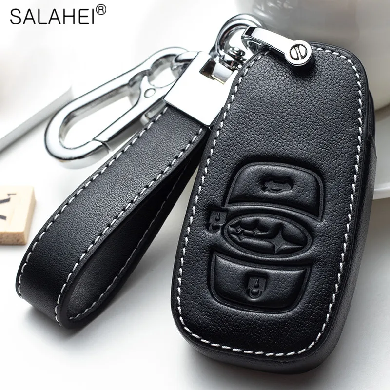 

Leather Car Key Case Cover For Subaru Legacy Forester XV Outback Impreza Liberty B9 Tribeca Baja 2019 BRZ For Toyota Land Cruise