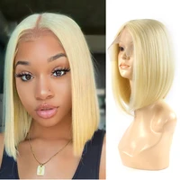 lace bob wig t part smooth straight synthetic hair blonde natural hairline cosplay short wigs heat resistant fashion icon