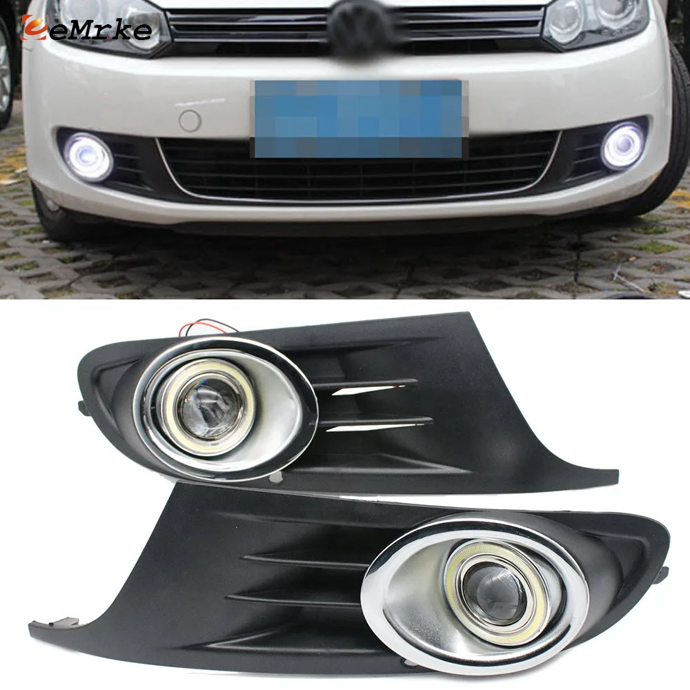 

eeMrke For Volkswagen VW Golf6 Golf MK6 A6 5K LED Angel Eyes DRL Daytime Running Lights Halogen H11 55W Fog Light Lamp