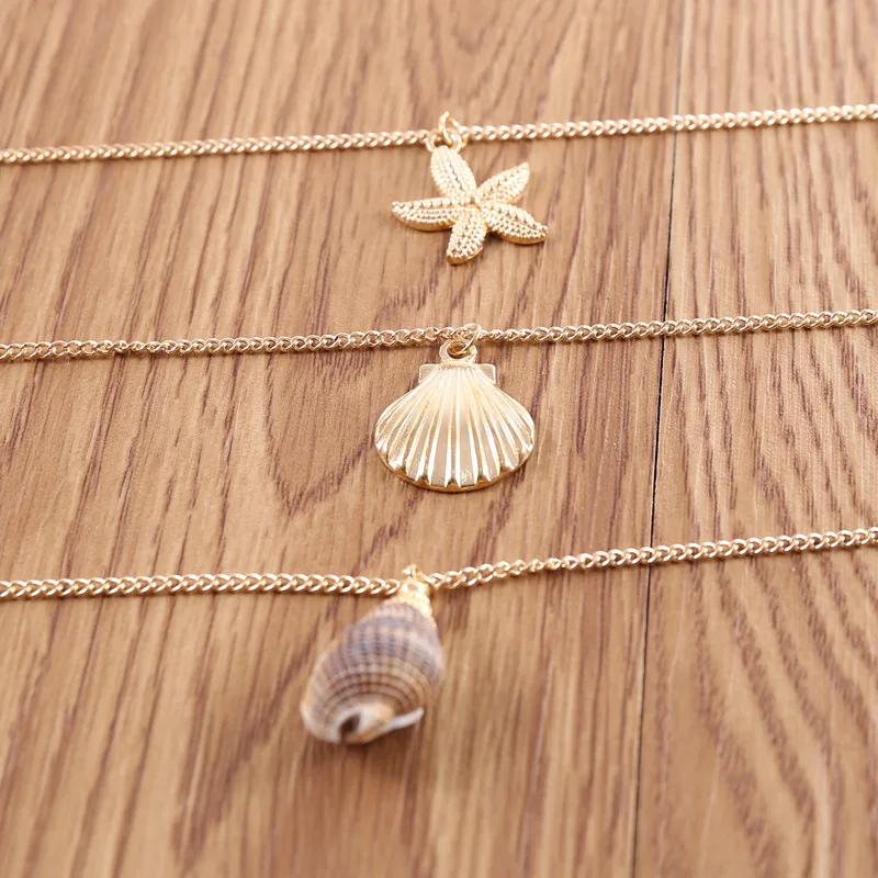 3 шт./компл. женские ожерелья Раковина Морская звезда Подвеска на цепочке