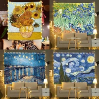 star moon night van gogh painting printed living room decoration wall hanging tapestry yoga mat rug home decor art