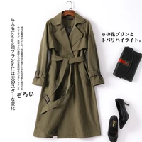 spring 2021 new womens korean fashion loose mid long green spring and autumn coat womens windbreaker shows thin trend