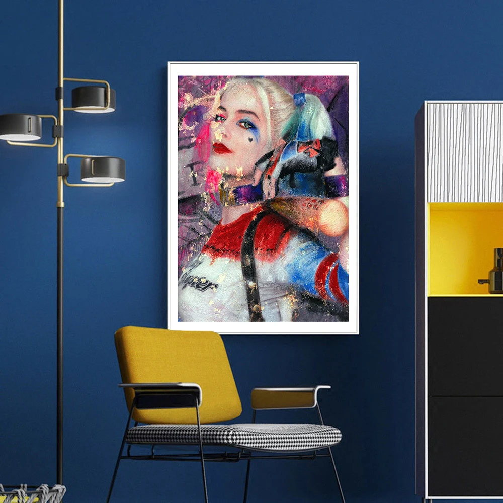 

Modern Watercolour Fashion Sexy The Woman Joker Abstract Canvas Painting Art Print Poster Picture Wall Living Room Home Decor