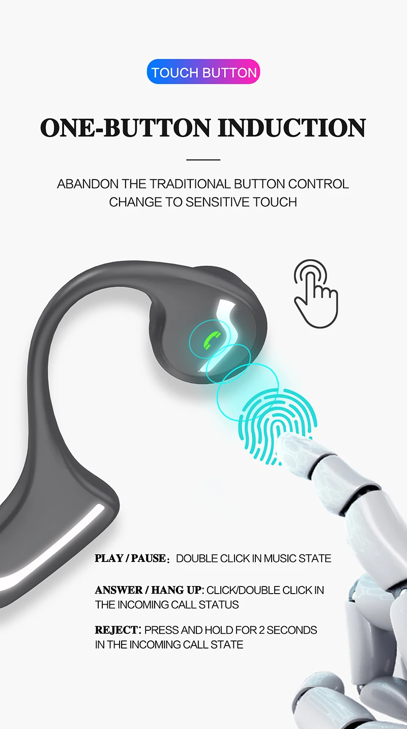 

Sports H9 Bone Conduction Headphones Bluetooth 5.0 Earphone Waterproof Sweatproof Headset Long Standby Not In-Ear Earphones