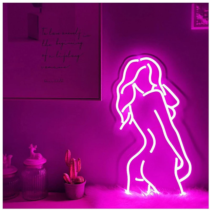 Lady Body LED Neon Light Sign Girl Female Model Acrylic Wall Art Lamp Decor for Home Party Wedding Holiday Night Lamps Xmas Gift