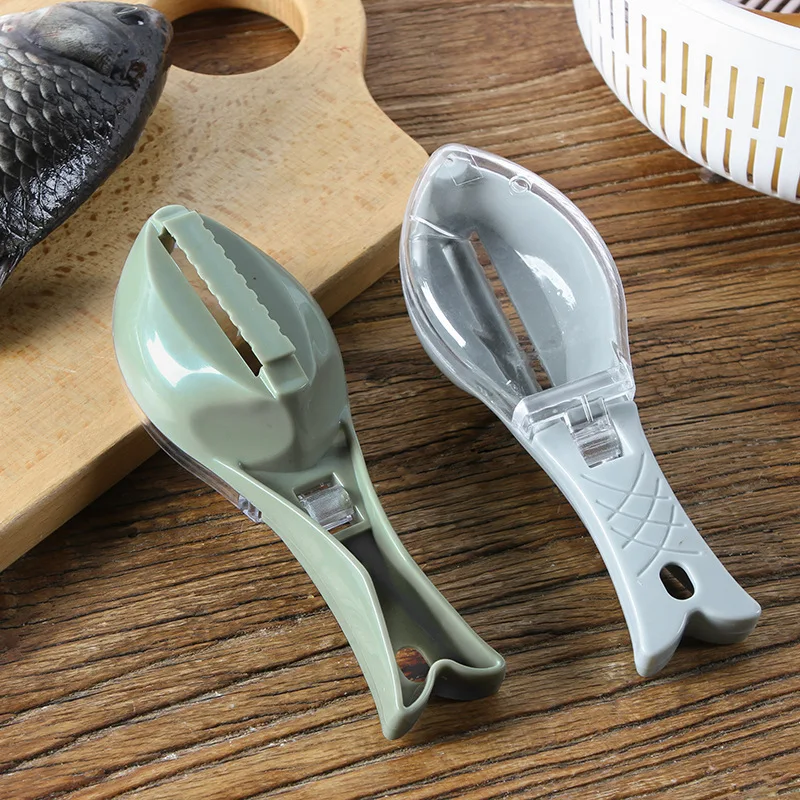 Manual with Cover Scraping Scale Knife High Quality Plastic Family Kitchen Gadget Fish Scraper Easy to Scales | Дом и сад
